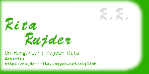 rita rujder business card